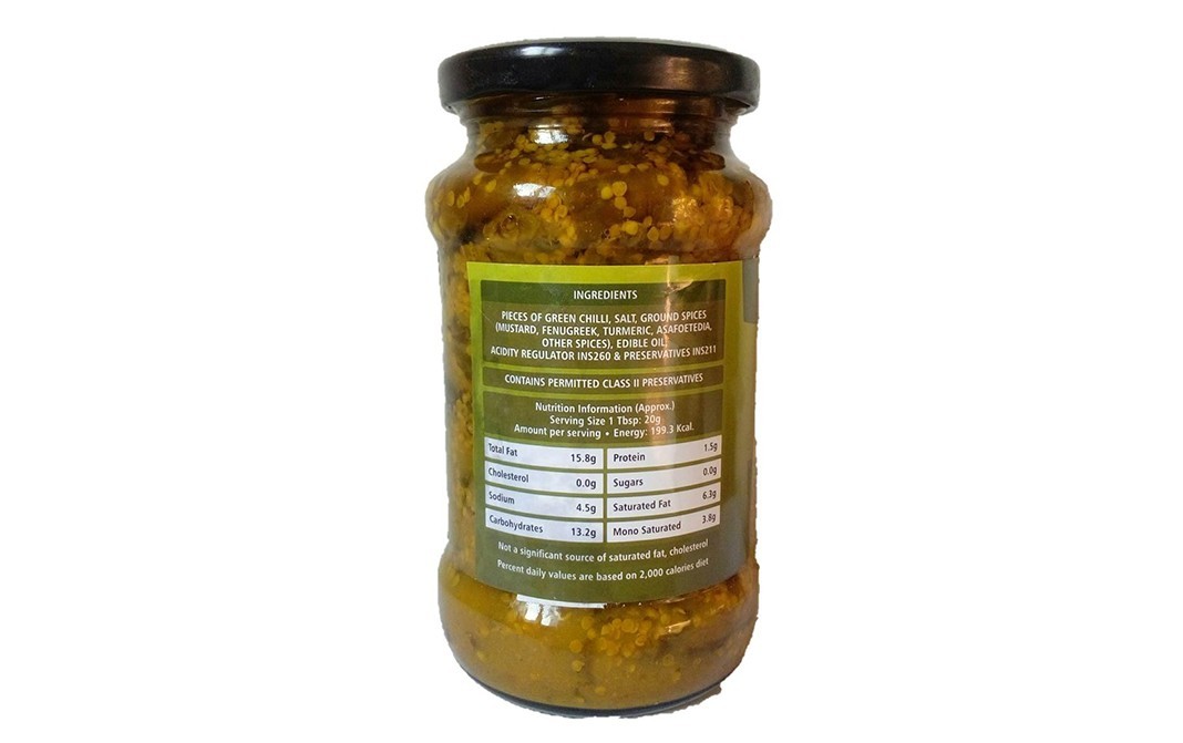 Mannat Pickle Green Chilli    Glass Jar  400 grams